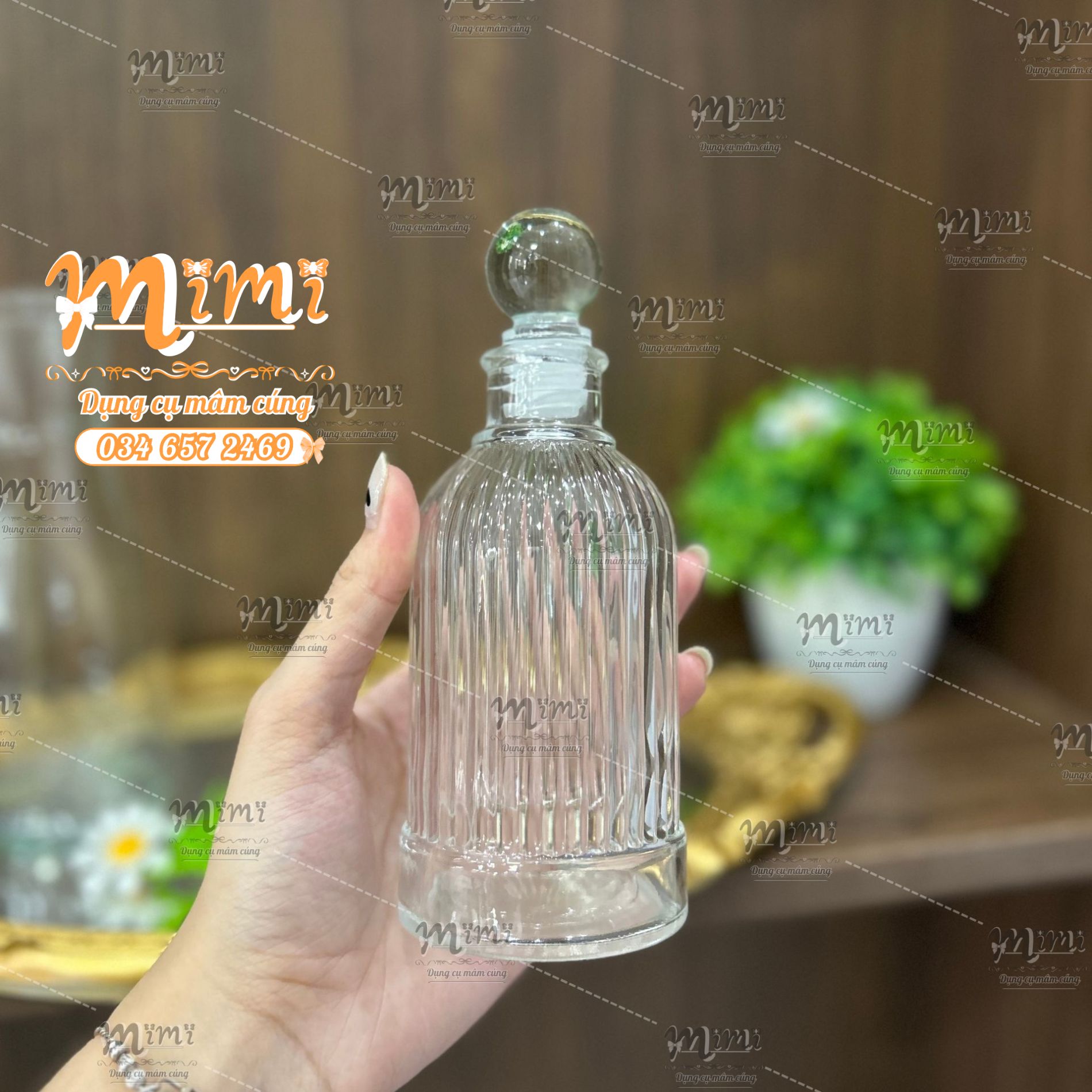 Chai sữa thuỷ tinh vân sọc hoạ tiết cổ điển bày mâm cúng hiện đại, Luxury, bày bàn ăn, bàn tiệc sang trọng